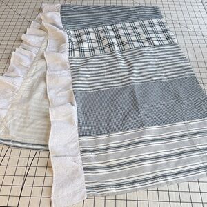 April & Olive Farmhouse Patchwork Curtain Valance Blue Plaid Stripe Cotton VHC